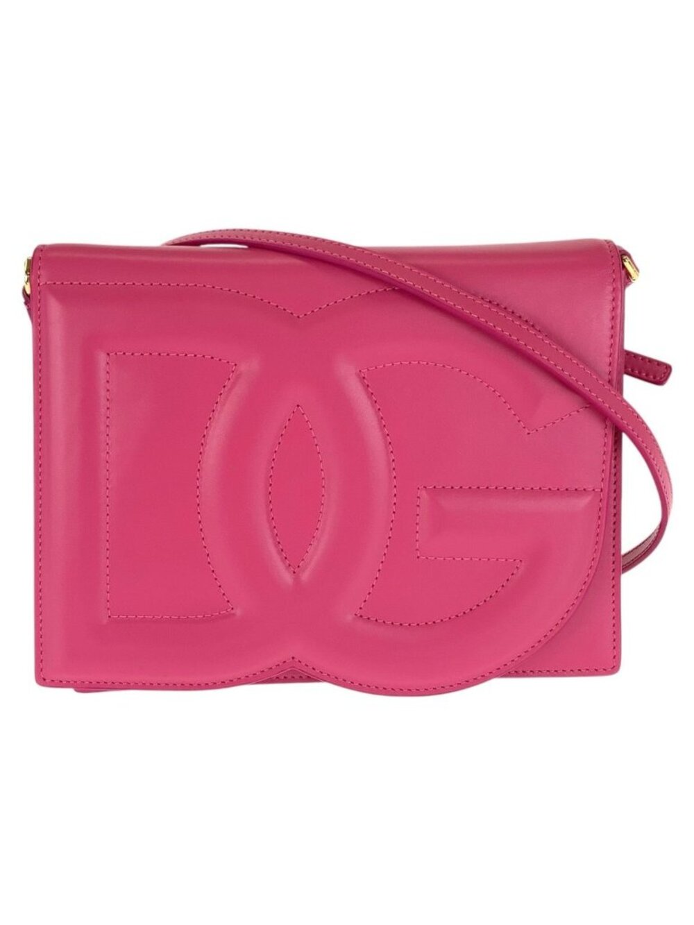 Dolce & Gabbana DG Logo Shoulder Bag Clutch 2-Way Pink Gold Leather